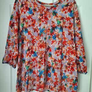 LOGO by Lori Goldstein Vibrant Floral Blouse